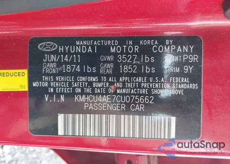 2012 Hyundai Accent Gls from USA, damaged, VIN KMHCU4AE7CU075662